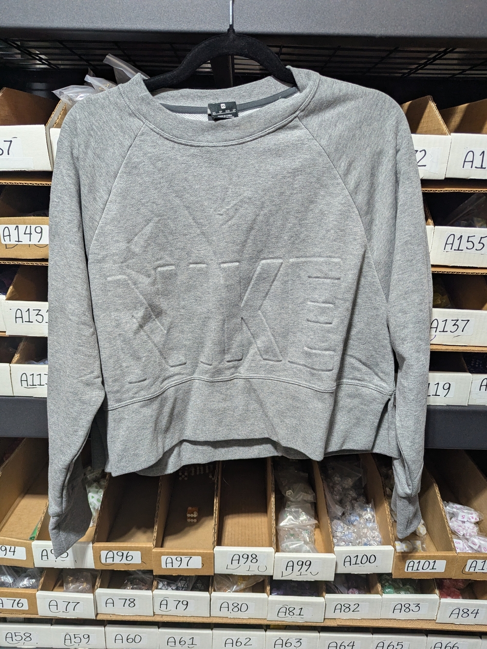Nike Light Gray Embossed Logo Crewneck Sweatshirt XS